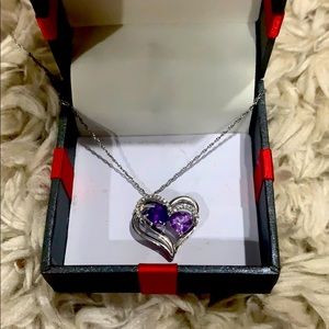 Silver Amethyst Heart Necklace